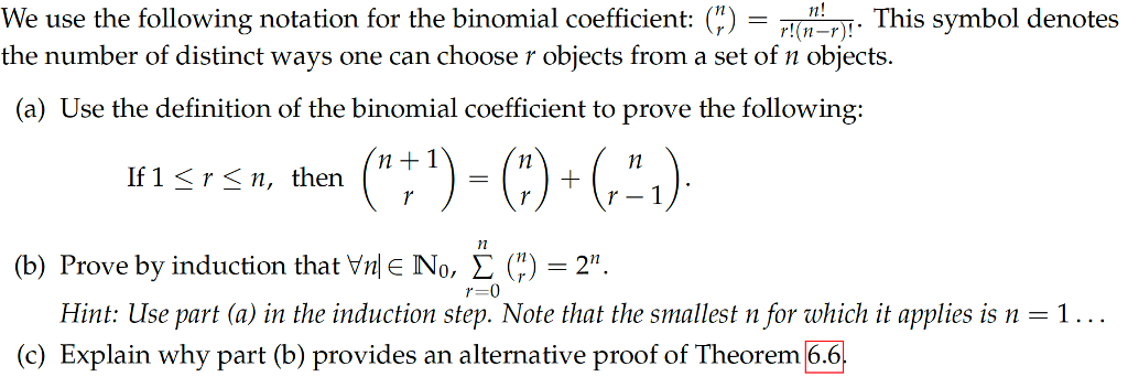 Solved We use the following notation for the binomial | Chegg.com