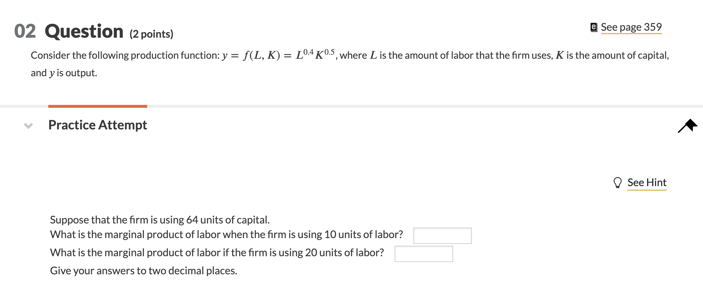 Solved e See page 359 02 Question (2 points) Consider the | Chegg.com