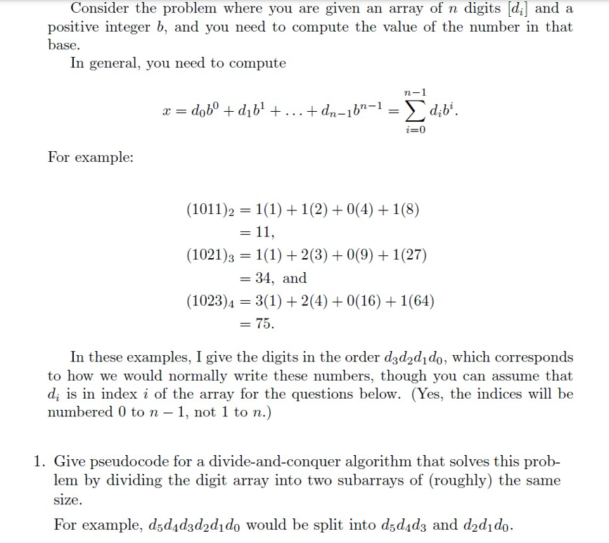 Solved Consider The Problem Where You Are Given An Array Of | Chegg.com