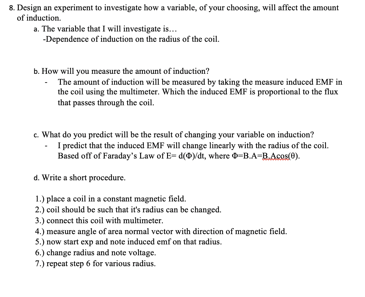 Solved Using Faradays Electromagnetic Lab and information | Chegg.com