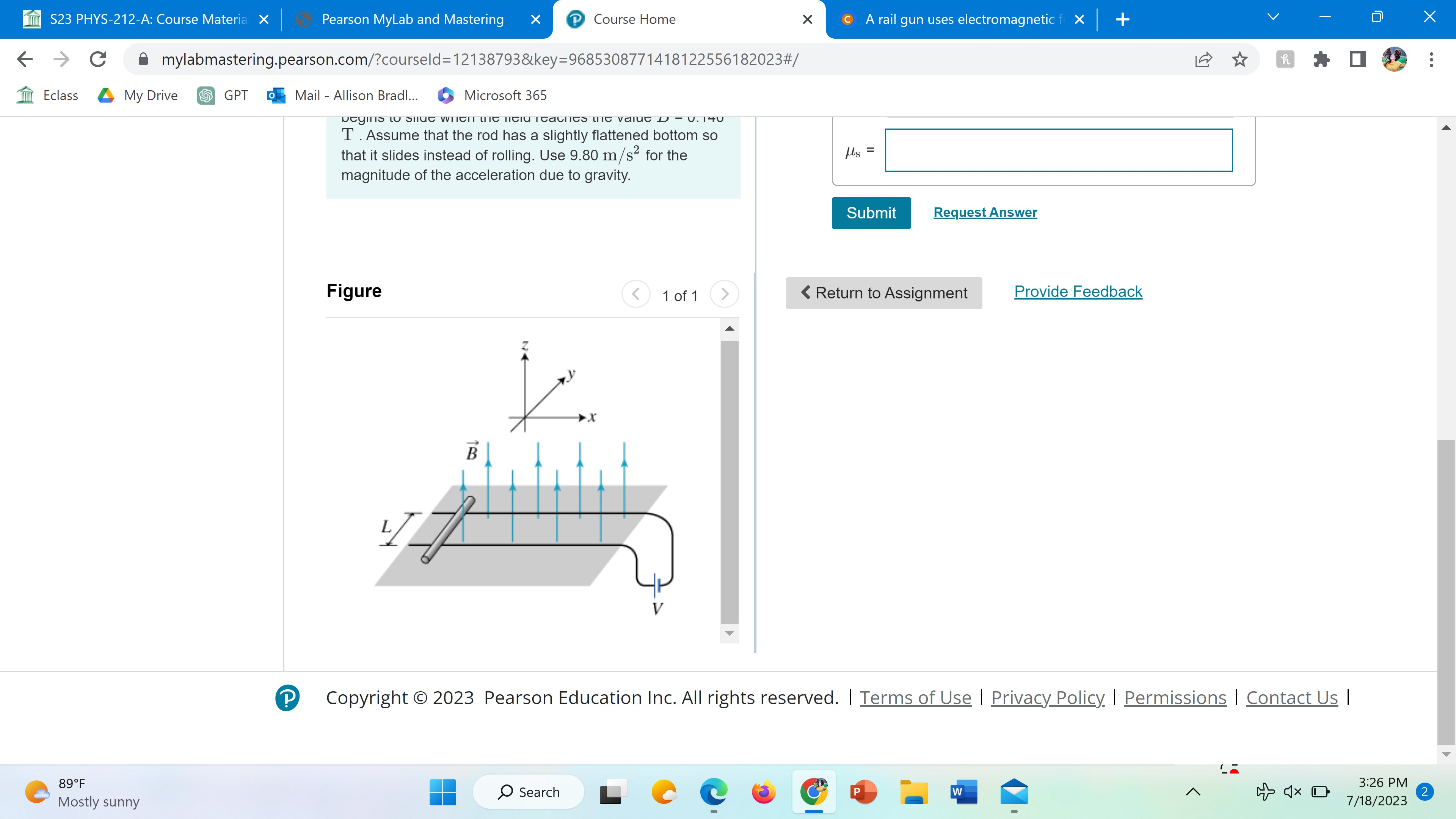 A rail gun uses forces to accelerate