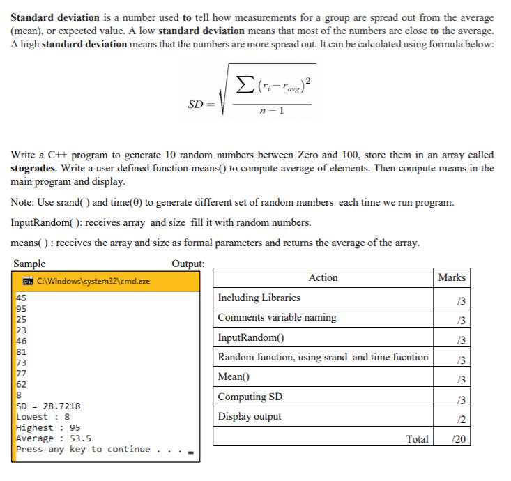 Solved Standard deviation is a number used to tell how | Chegg.com