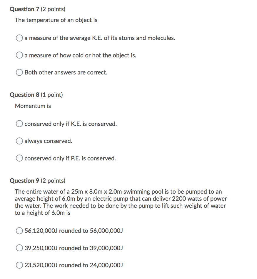 Solved Question 7 (2 points) The temperature of an object is | Chegg.com