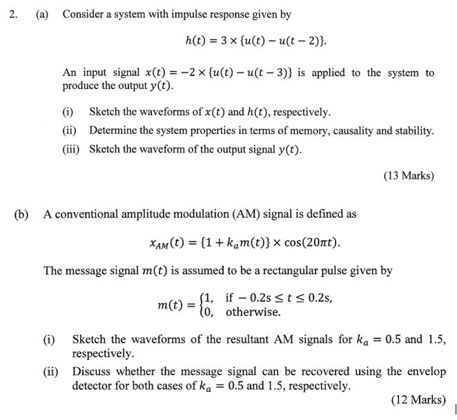 Solved 2. (a) Consider a system with impulse response given | Chegg.com