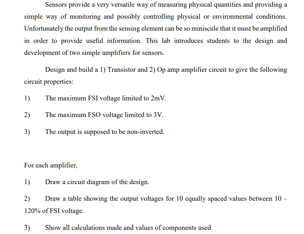 Solved Sensors provide a very versatile way of measuring | Chegg.com