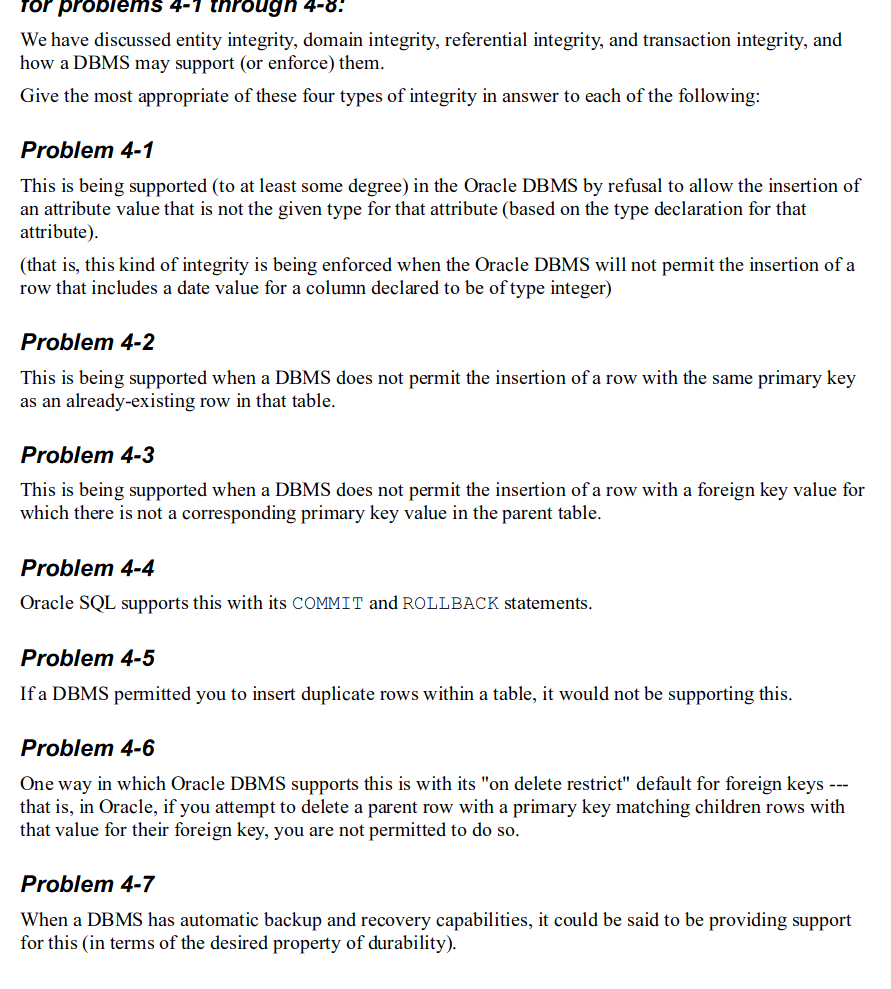 Solved TOP problems 4-1 through 4-8 We have discussed entity | Chegg.com