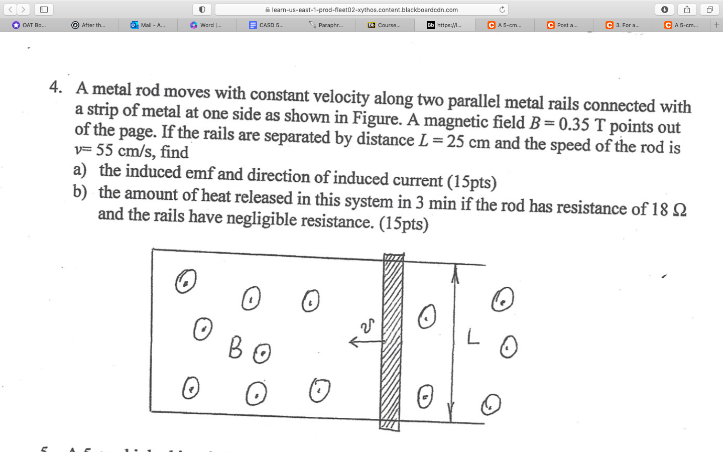 Solved A metal rod moves with constant velocity along two