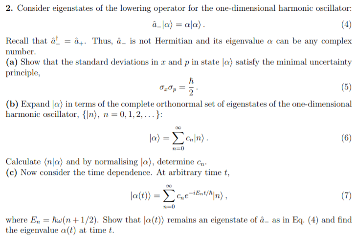 Solved 2. Consider eigenstates of the lowering operator for | Chegg.com