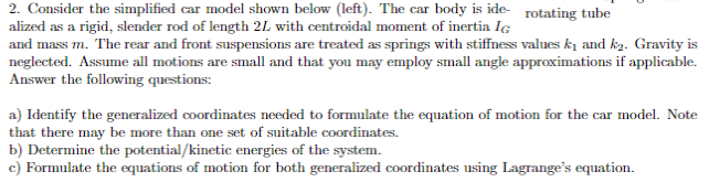 Solved 2. Consider the simplified car model shown below | Chegg.com