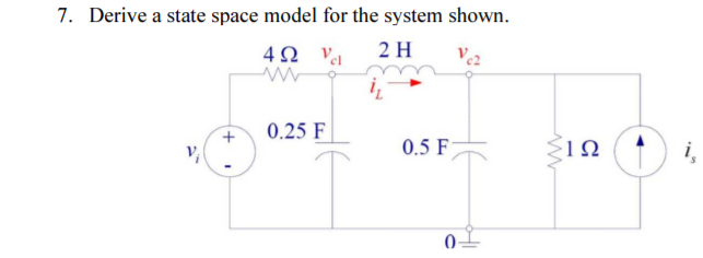 Solved 7. Derive a state space model for the system shown. 4 | Chegg.com
