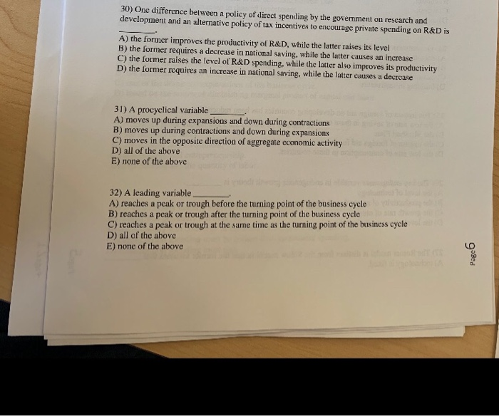 Solved 30) One difference between a policy of direct | Chegg.com