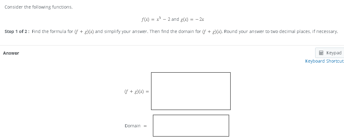 Solved Consider The Following Functions F X X3−2f X X3−2