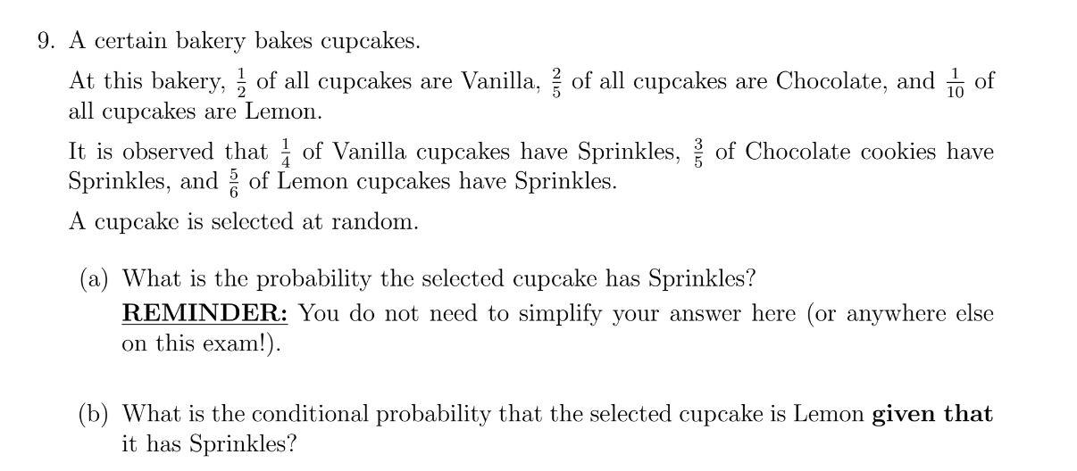 Solved 9. A Certain Bakery Bakes Cupcakes. At This Bakery, Z | Chegg.com