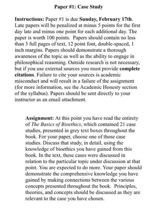 Paper #1 : Case Study Instructions: Paper #1 is due | Chegg.com