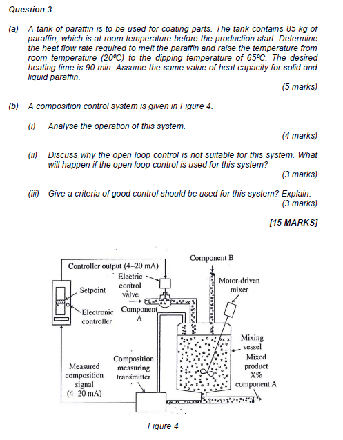 Solved Question 3 (a) A tank of paraffin is to be used for | Chegg.com