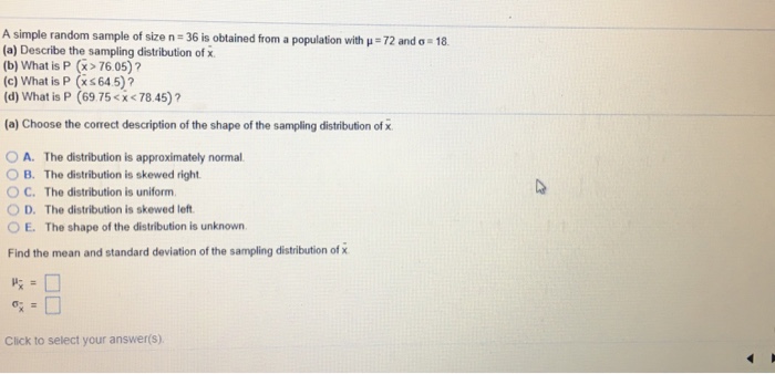 Solved A simple random sample of size n-36 is obtained from | Chegg.com