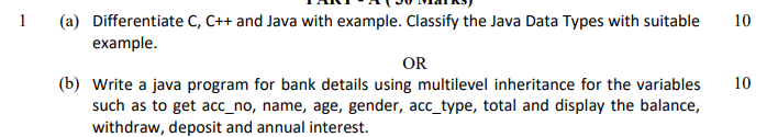 Solved 1 (a) Differentiate C, C++ and Java with example. | Chegg.com