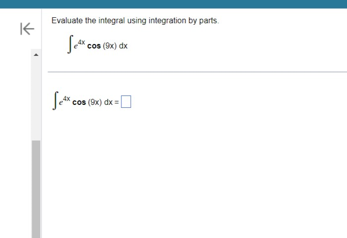 integration of e^2x cos(3x 4)