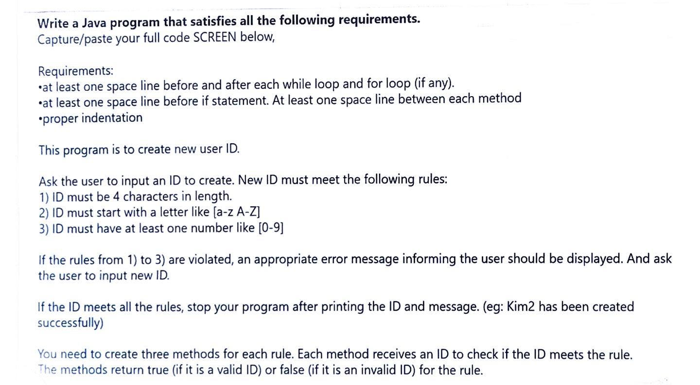 Solved Write a Java program that satisfies all the following | Chegg.com