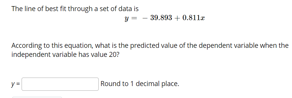 Solved The line of best fit through a set of data is y = | Chegg.com