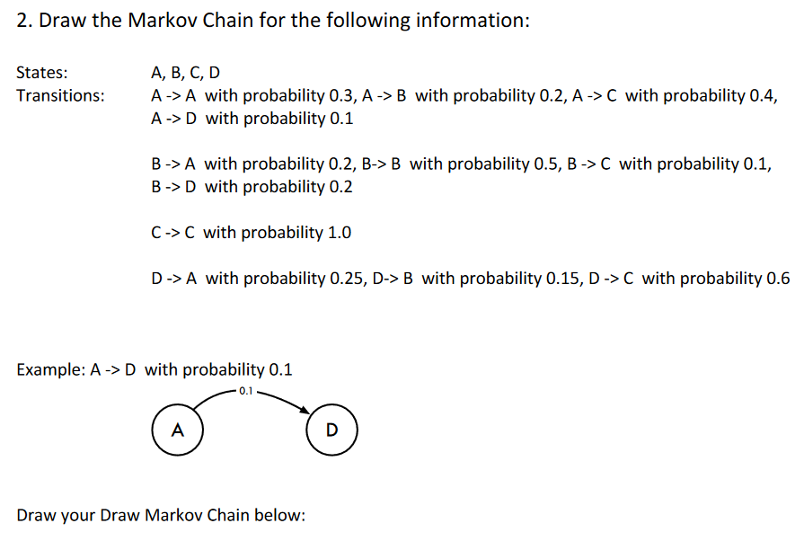 Solved 2. Draw The Markov Chain For The Following | Chegg.com