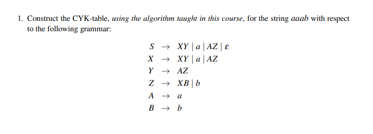 Solved 1 Construct The Cyk Table Using The Algorithm 7109