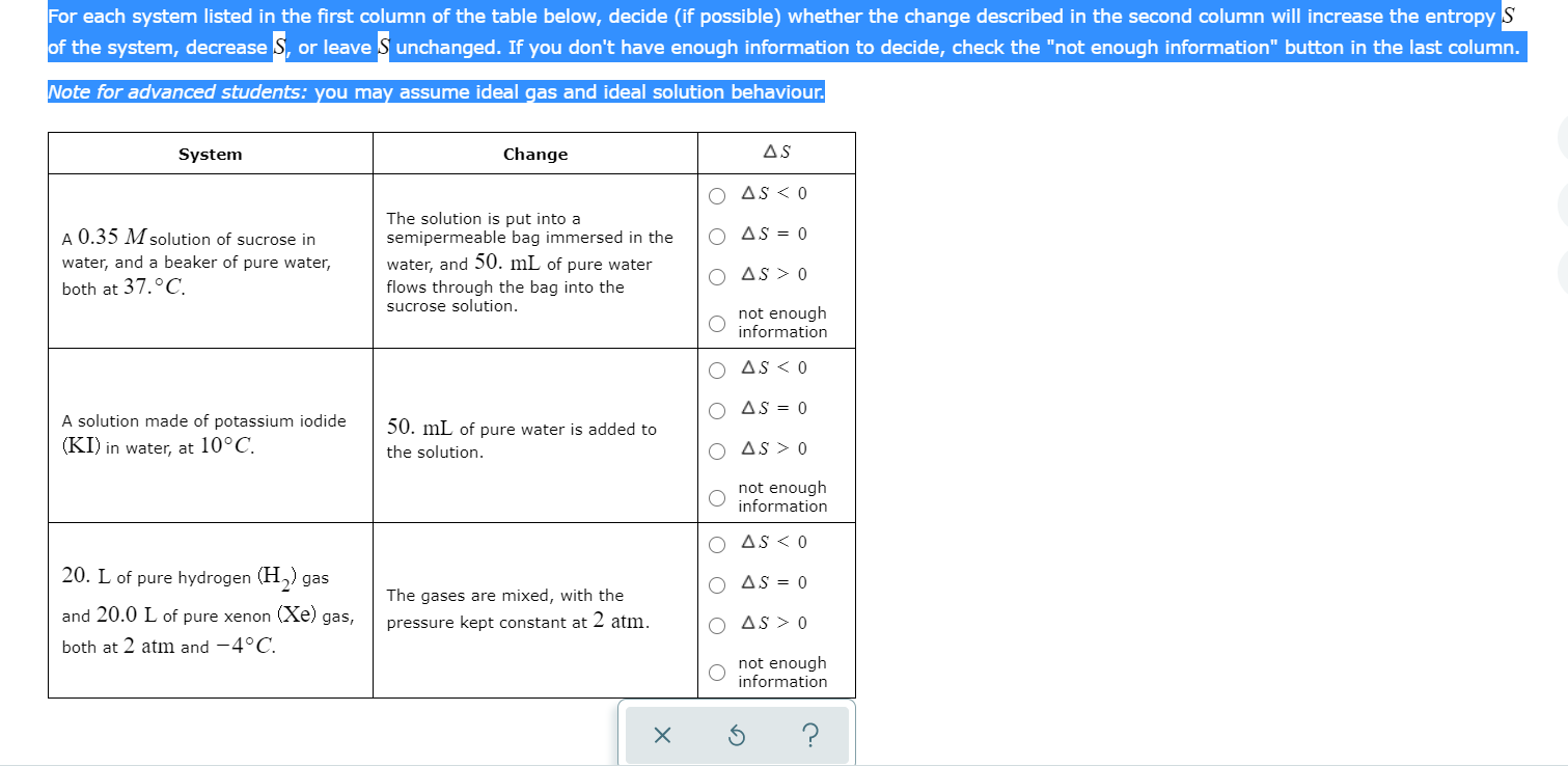 Solved For each system listed in the first column of the | Chegg.com
