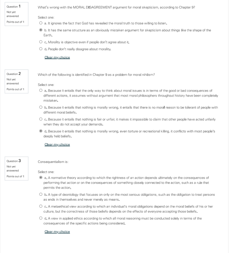 What's wrong with the MORAL DISAGREEMENT argument for | Chegg.com