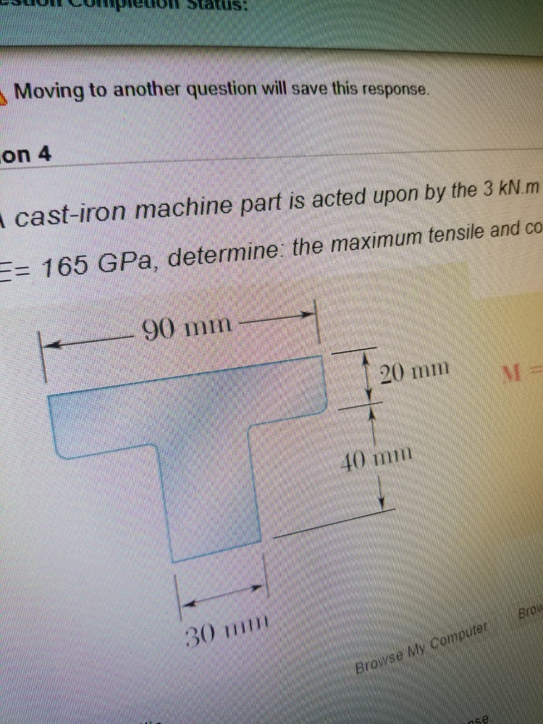 Solved A castiron machine part is acted upon by the 3KN.M