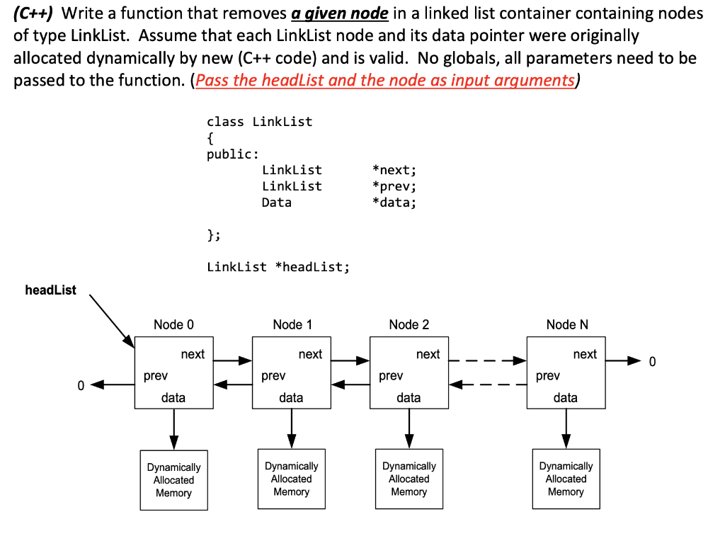 Solved (C++) Write a function that removes a given node in a | Chegg.com