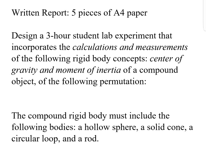 Solved Written Report: 5 pieces of A4 paper Design a 3-hour | Chegg.com