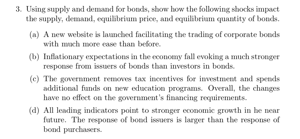 Solved 3· Using supply and demand for bonds, show how the | Chegg.com