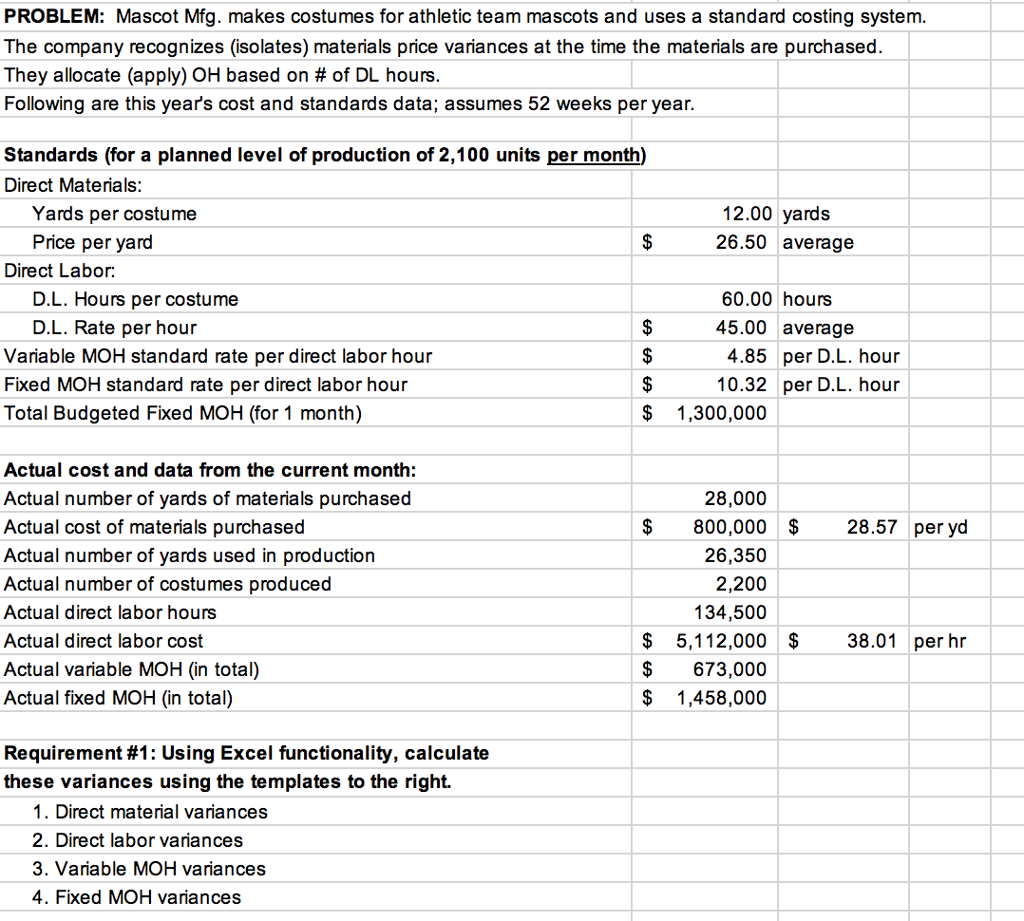 Solved Excel functionality,calculate Requirement #1: Using | Chegg.com