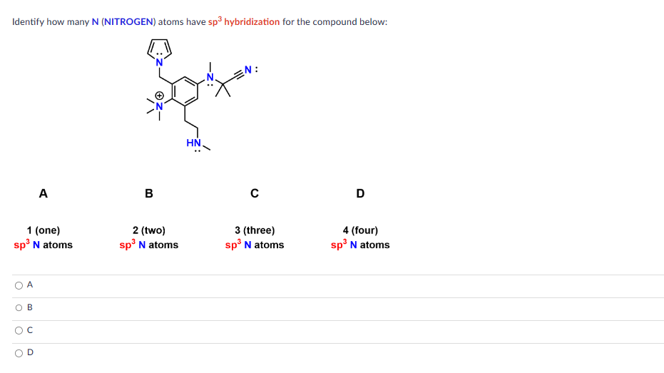 Solved Identify How Many N (NITROGEN) Atoms Have Sp3 | Chegg.com