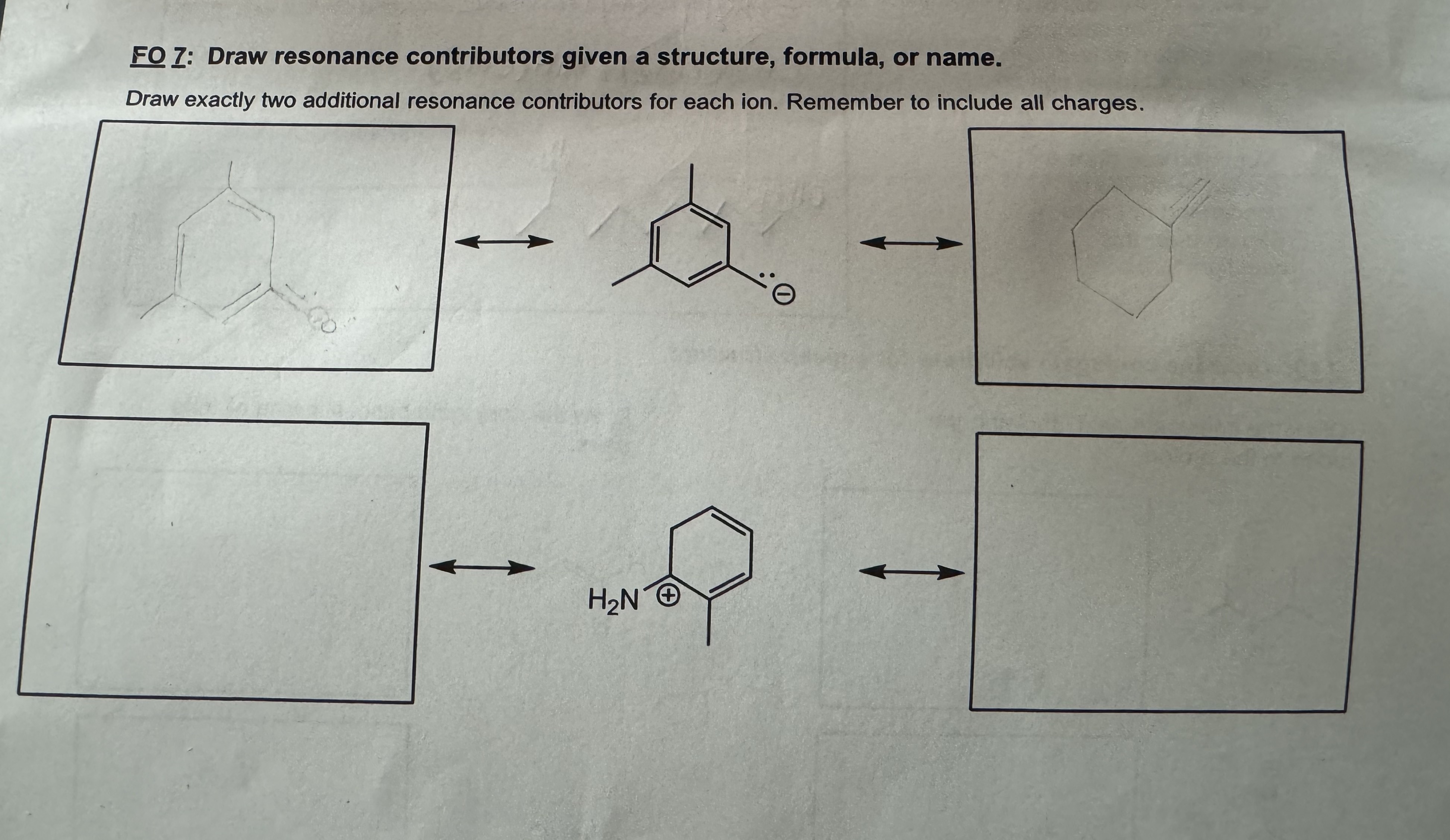 Solved FO 1: Draw resonance contributors given a structure, | Chegg.com