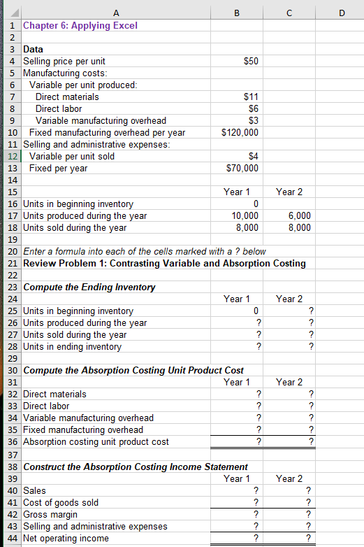 Solved Download the Applying Excel form and enter formulas | Chegg.com