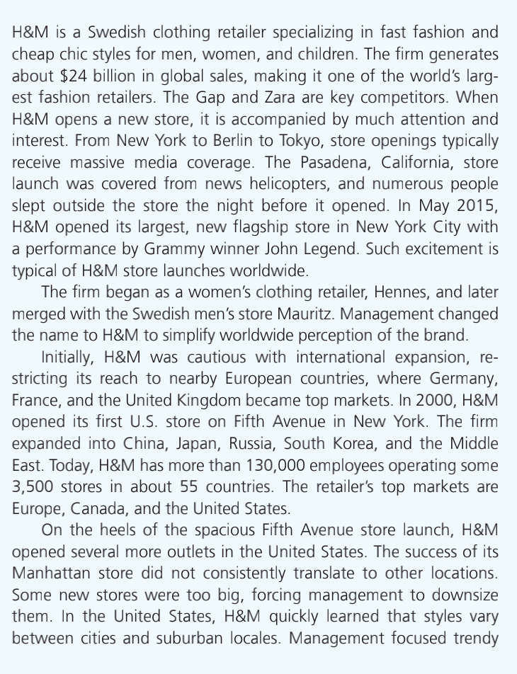 Fashion chains H&M and Zara launch online operations, Retail industry