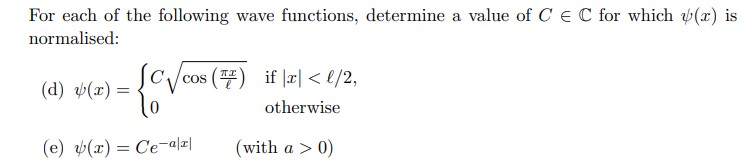 Solved For each of the following wave functions, determine a | Chegg.com