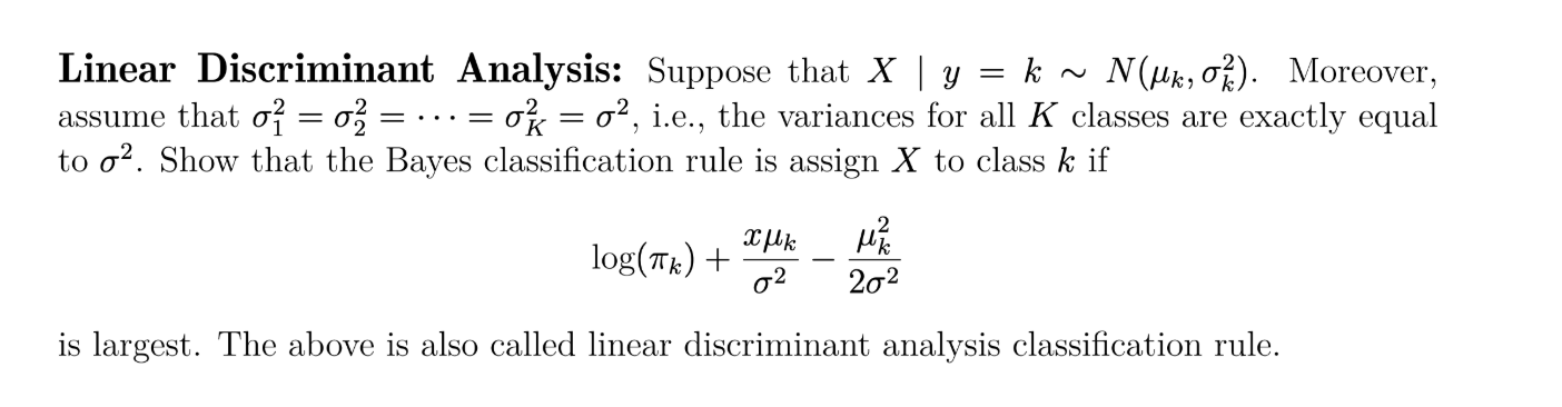 Solved Linear Discriminant Analysis: Suppose that X | y = | Chegg.com