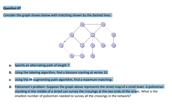 Question #7 Consider the graph shown below with | Chegg.com