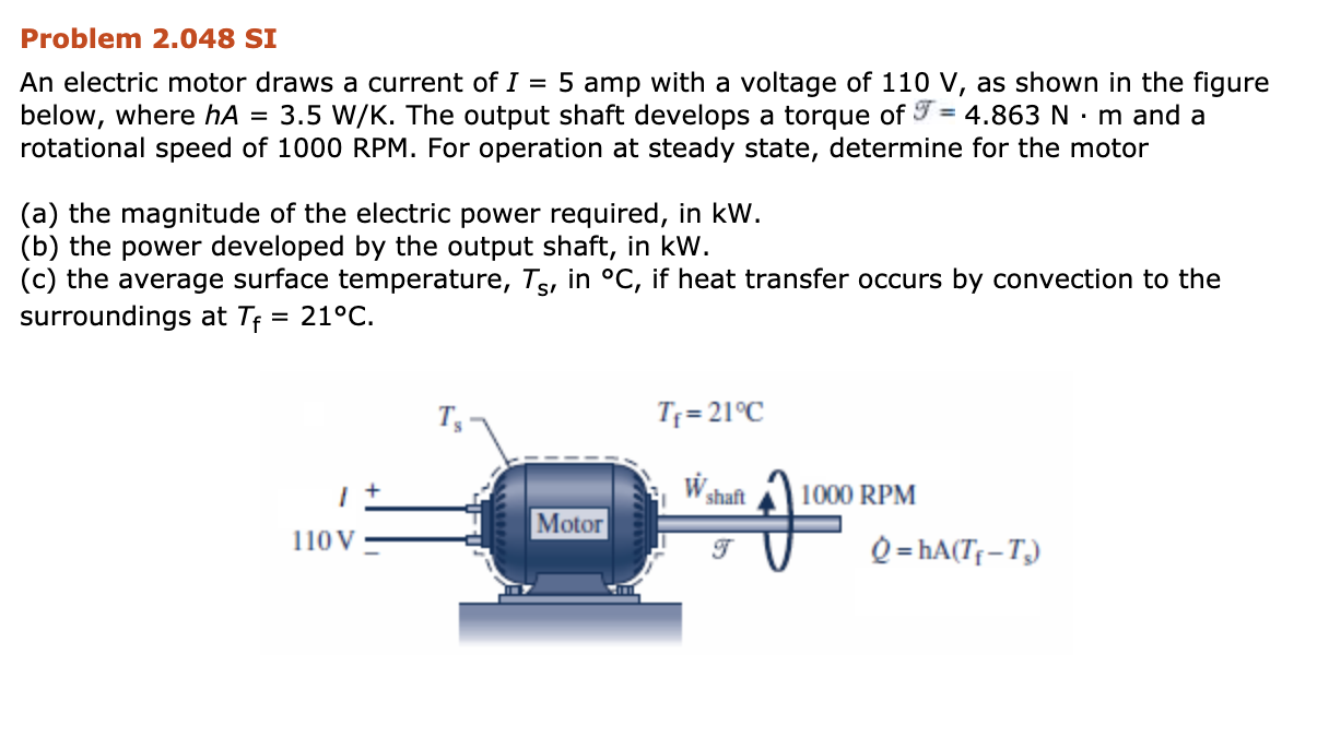 Solved Problem 2.048 SI An electric motor draws a current of