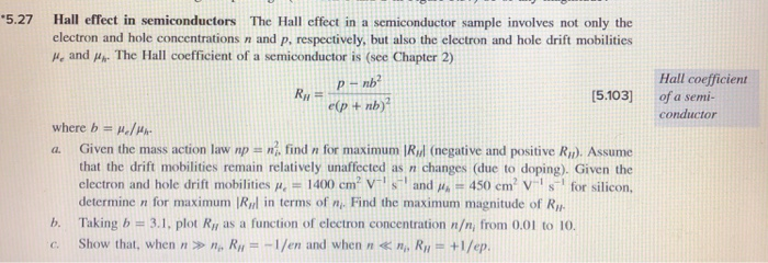 Solved 5.27 Hall effect in semiconductors The Hall effect in | Chegg.com