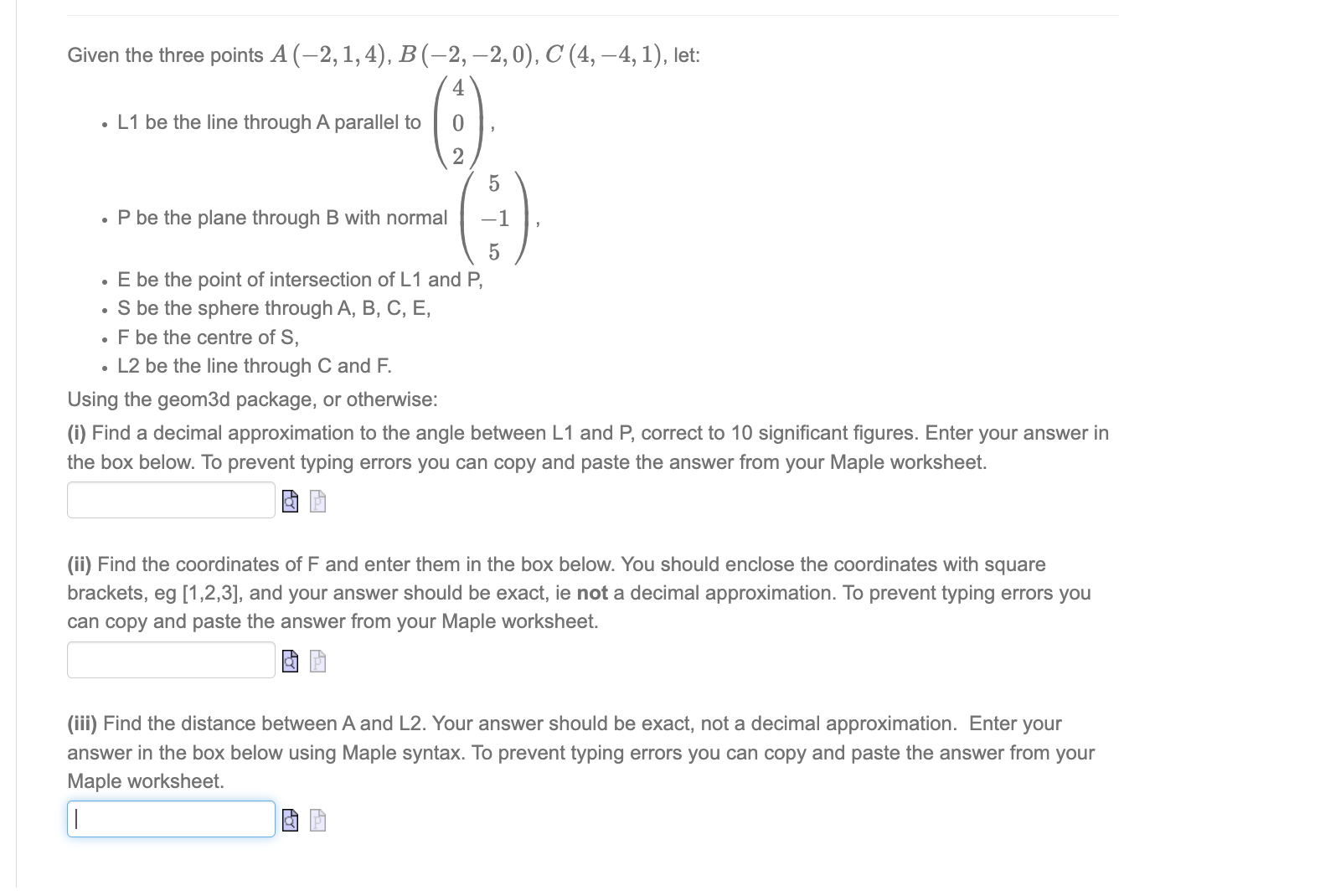 Solved Please solve i ii and iii using exact values. Ideally | Chegg.com