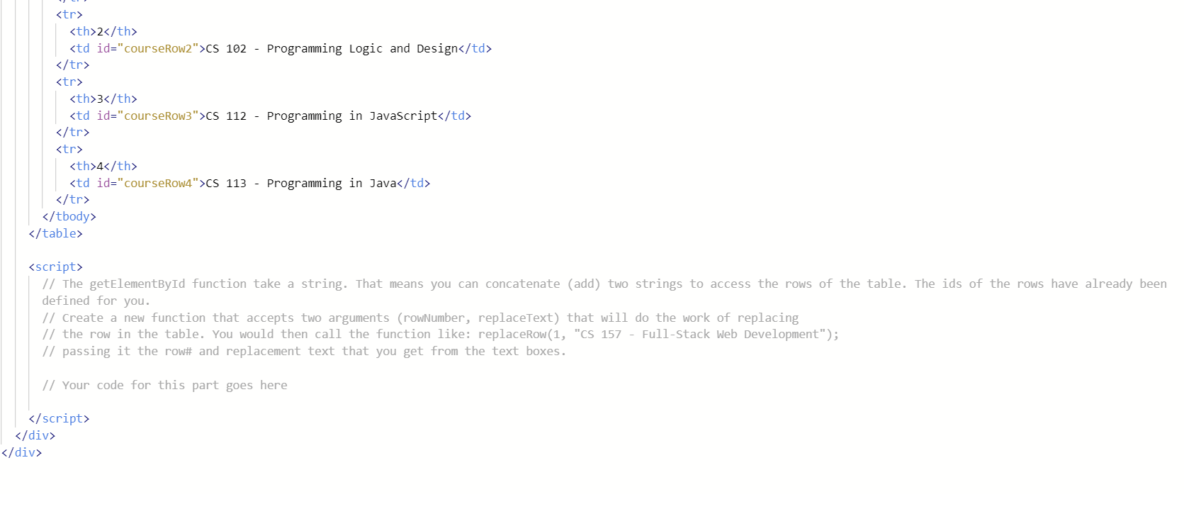Solved You will create the events using event listeners and | Chegg.com
