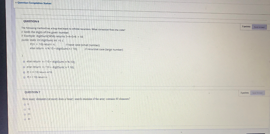 Solved Question Completion Status QUESTION 7 3 points Save | Chegg.com