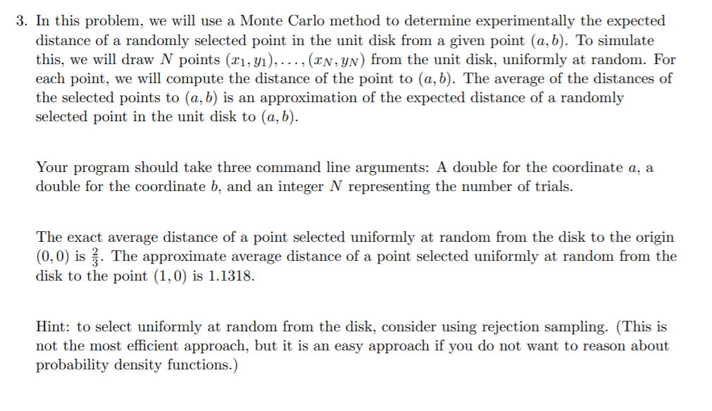 3. In this problem, we will use a Monte Carlo method | Chegg.com