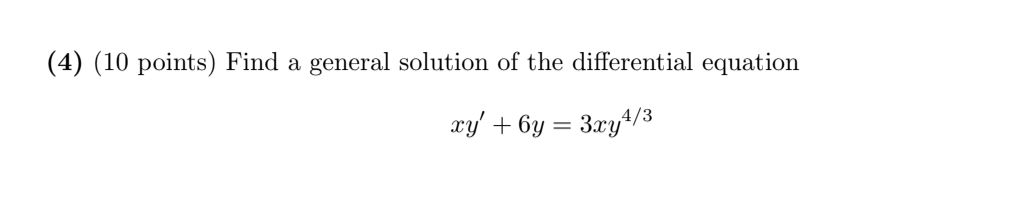 Solved 4) (10 points) Find a general solution of the | Chegg.com