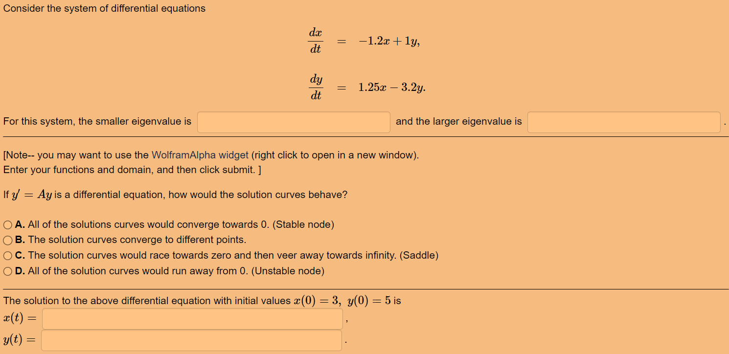 Solved Consider the system of differential equations | Chegg.com
