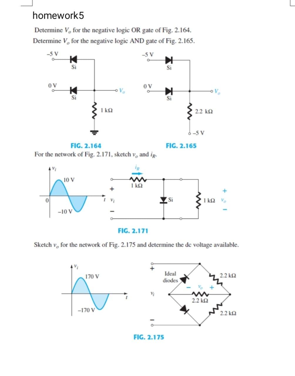 Solved homework5 Determine V, for the negative logic OR gate | Chegg.com