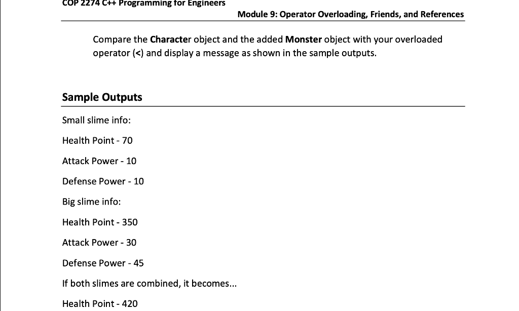 Solved 1. Create a class called Monster as follows. - Set up | Chegg.com